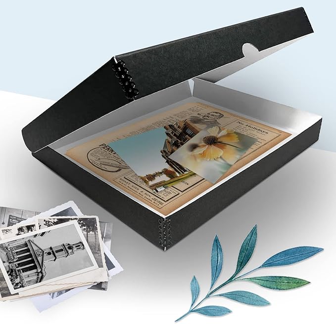 Golden State Art, Archival Folio Storage Box 11x14, Clamshell Design with Metal Edge, Preserve And Store Photos Documents Cards Prints Arts Crafts DIY, Black