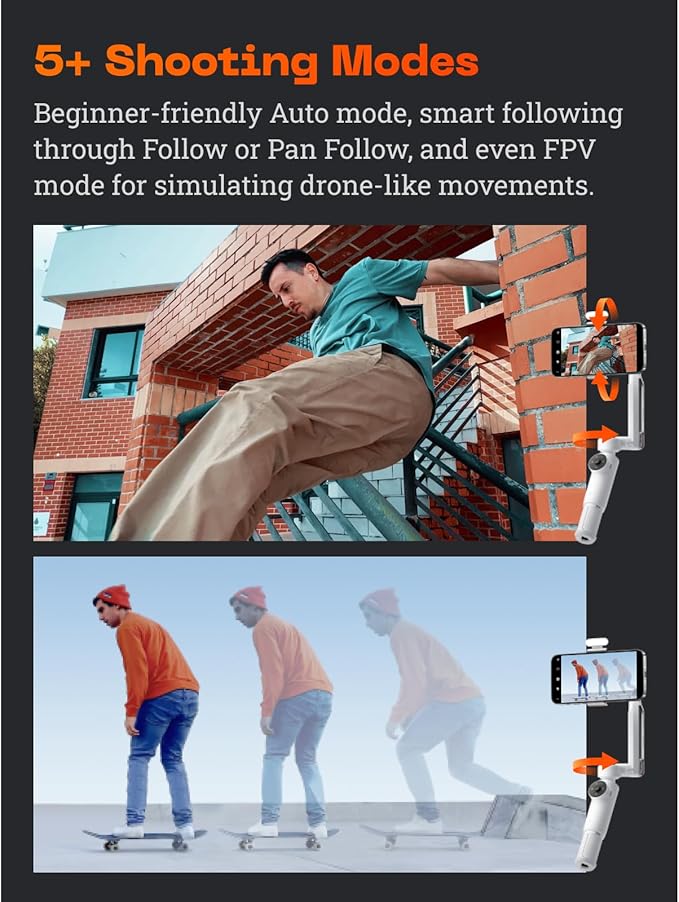 Insta360 Flow Creator Kit - Smartphone Gimbal with AI Tracking, Smartphone Gimbal, 3-Axis Stabilization, Integrated Selfie Stick, All-Purpose Tripod, Portable & Foldable, Snow White