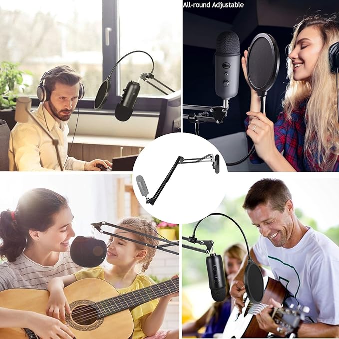Upgrade Mic Wall Mount,Microphone Boom Arm Wall Stand Holder for Logitech Blue Yeti,Razer,HyperX,Shure,Rode Mic Broadcasting, Voice-Over Sound,Streaming and Recording-booth