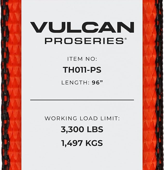 VULCAN Car Tie Down with Chain Anchors - Lasso Style - 2 Inch x 96 Inch - 4 Pack - PROSeries - 3,300 Pound Safe Working Load
