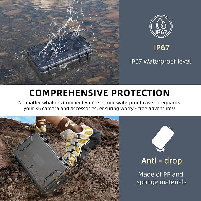 Flymile Osmo 360 Carrying Case, Portable Waterproof Hard Travel Storage Bag 4 x battery/Charging Hub for DJI Osmo 360 Camera Accessories(Case Only)