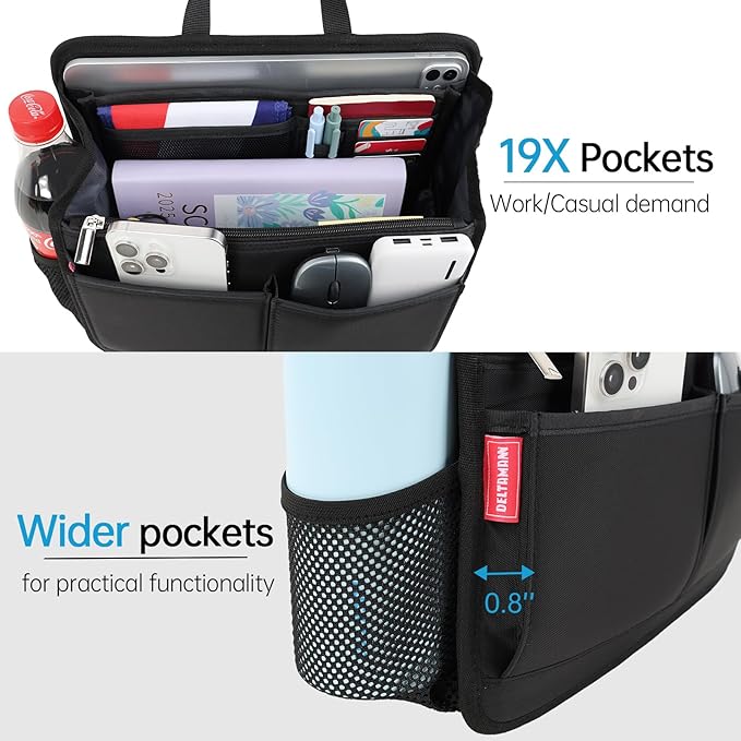 Small Rugged Organizer Insert for Briefcase Tote Shoulder Messenger Bag-19 Pockets,Durable Padded Nylon,Handle-Yellow