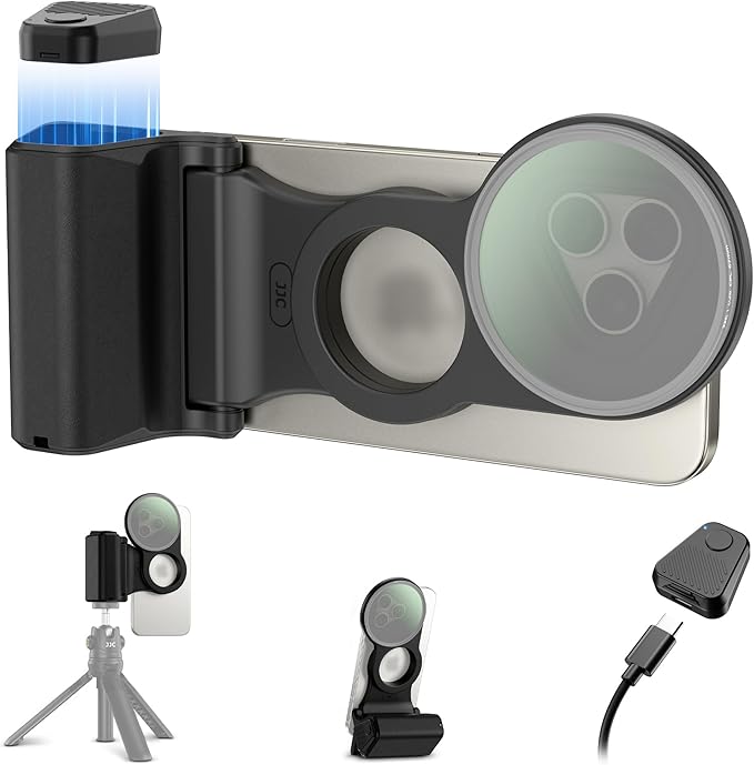 67mm Magnetic Phone Lens Filter Mount with Magnetic Phone Shutter Grip Kit for iPhone 16 Pro Max,UV ND CPL Filter Adapter Set for iPhone 16 15 14 Pro Max Only for Video Shooting(Filters Not Included)