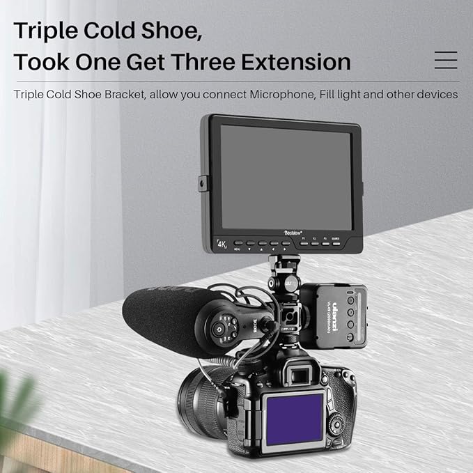 ULANZI PT-12 Triple Cold Shoe Mounts Plate Microphone Led Video Light Extension Bracket Microphone Stand Rig Bracket Compatible for DJI OSMO Mobile 3 2 Zhiyun Smooth 4/Feiyu Vimble 2 Gimbal Stabilizer