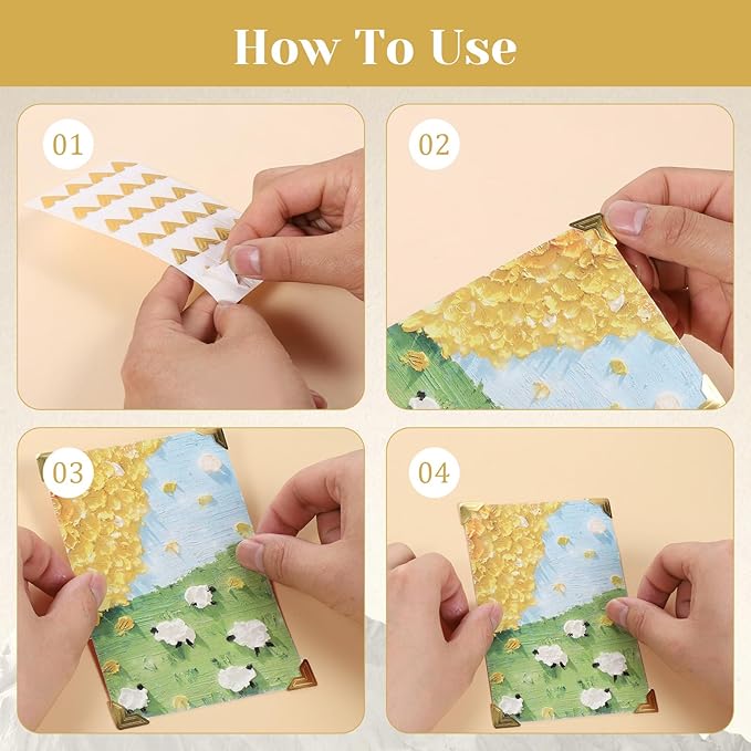 240Pcs Self-Adhesive Photo Corners for Scrapbooking, 10 Sheets Photo Mounting Corners Picture Scrapbook Frame Stickers for DIY Scrapbook Album Picture Frames Journal Supplies 6 Colors
