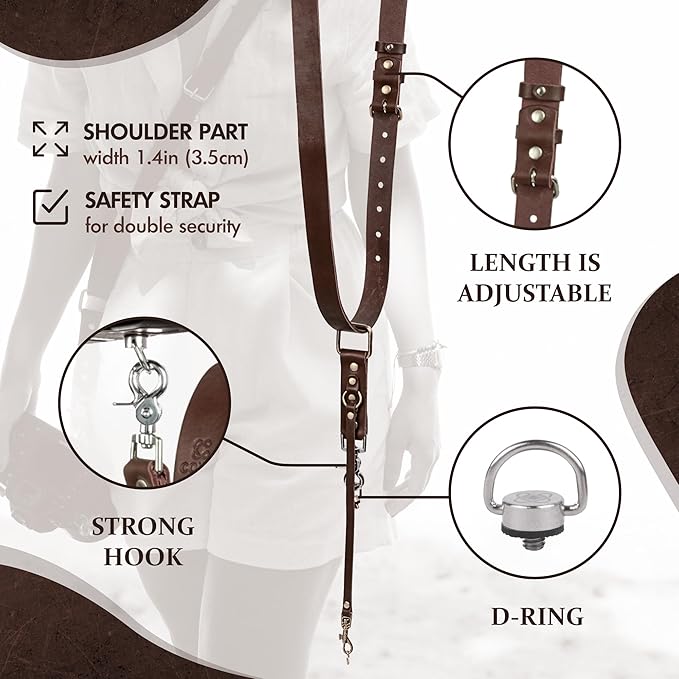 C Coiro Leather Camera Strap for One Camera Professional Single Leather Harness Shoulder Strap Quick Release