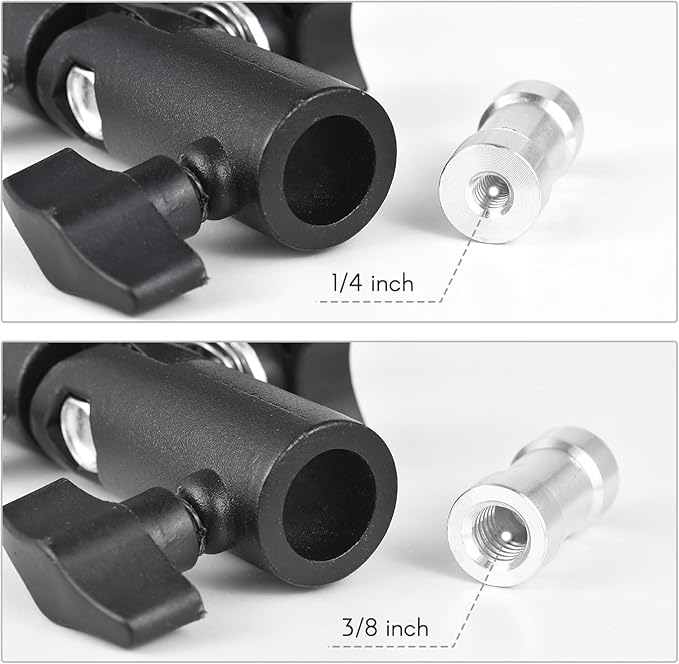 Qiilu Camera Flash Bracket, Bracket Flash Stand Bracket with Cold Shoe Mount 1/4 Inch & 3/8 Inch Screw Hole, Umbrella Mount Holder Flash Light, Universal E Type Metal Bracket for Most