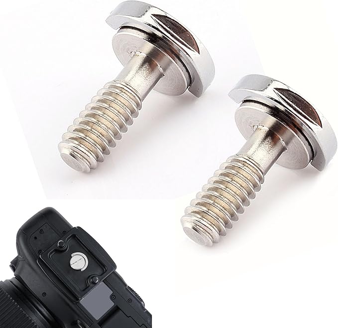 Gugxiom 2Pcs Stainless Steel Camera Screws, 1/4 Inch D Ring Screws for Quick Release Plate, Tripod Ball Head, Secure Camera Attachment