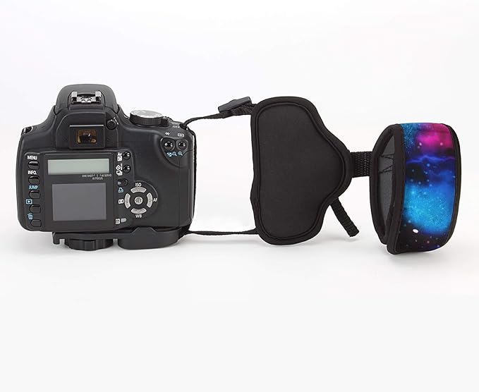 USA Gear DualGRIP Professional Grip Camera Hand Strap with Neoprene Design and Metal Plate - Compatible with Canon, Fujifilm, Nikon, Sony, and more DSLR, Mirrorless, Point & Shoot Cameras (Galaxy)