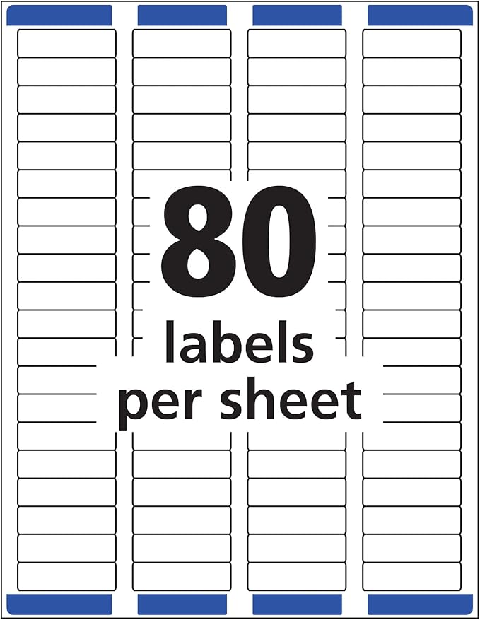 Avery Printable Return Address Labels with Sure Feed, 0.5" x 1.75", White, 800 Blank Mailing Labels (18167)