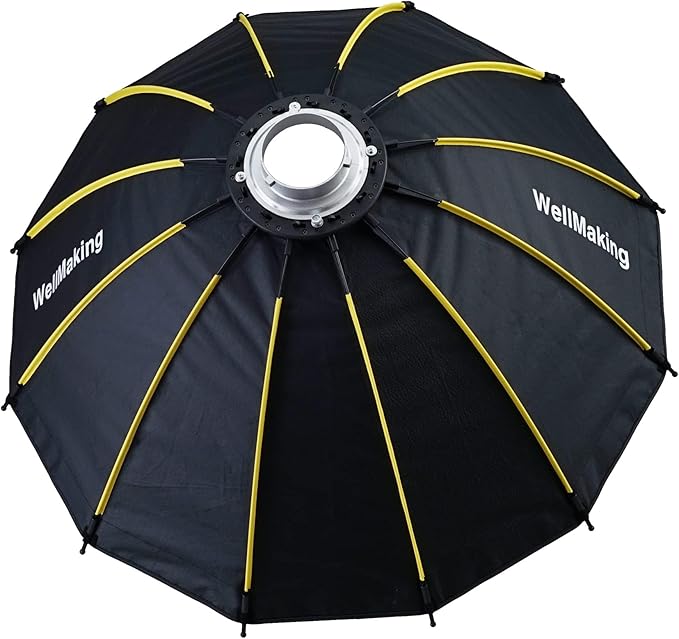 WELLMAKING 33.4inch/85cm Parabolic 16K Softbox Quick Set up and Folding, with Diffusers/Honeycomb Grid/Bag,Compatible with Bowens Mount Light for Portrait or Product Photography Studio Flash Monolight
