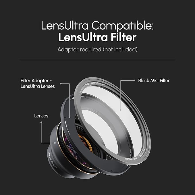ShiftCam 72mm Magnetic Black Mist 1/2 Filter – Cinematic Diffusion for Softer Highlights & Dreamy Glow – Filmic Portraits, Night Scenes & B-Roll for iPhone & Android – Compaitble with LensUltra