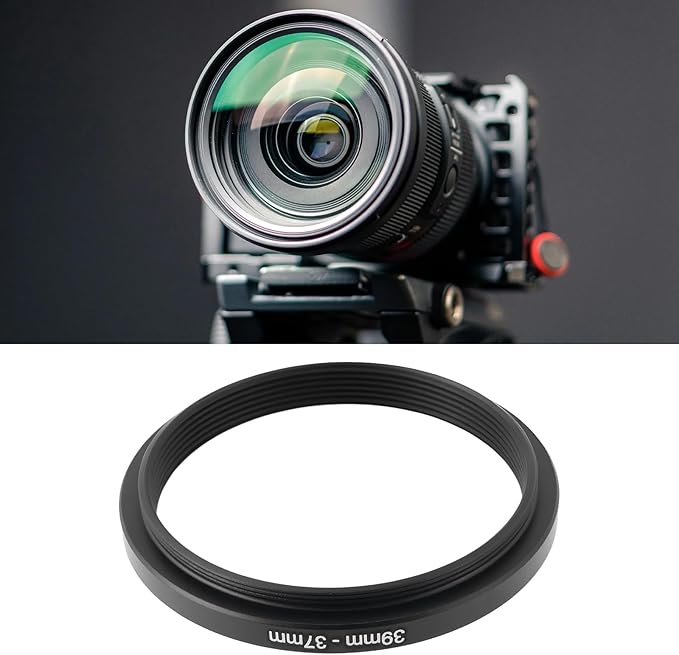 39mm to 37mm Step-Down Filter Adapter Ring Metal Threaded Lens Converter for Filters and Accessories