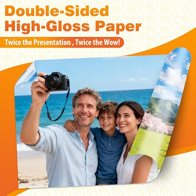 Uinkit 100 Sheets 200Gsm Double Sided Photo Paper Glossy 11x14 inches 54lbs Inkjet for Dye Ink 200Gsm Value Bulk Pack Picture 11 x 14 9.5Mil for Inkjet Printing Printer