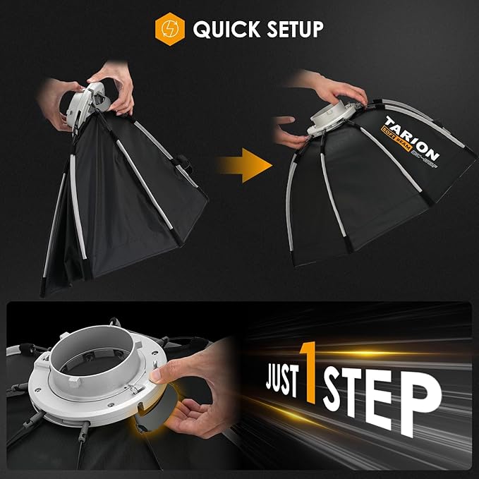 TARION Quick Release Octagonal Softbox - Bowens Mount Softbox with Diffusers/Honeycomb Grid/Carrying Bag for Live Streaming, Photography, Videography (Octagonal 35.4"/90cm)