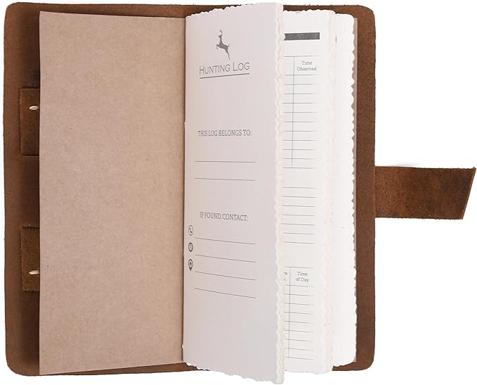 Tolredo Made in Canada Premium Hunting Journal Top-Grain Cowhide Leather Hunting Logbook Gift for Huntsman, 96 Bleed Proof Pages(8.3"X4")