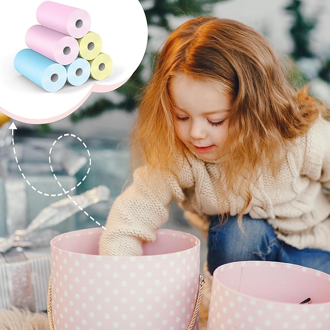 6 Rolls Kids Camera Instant Print Refill Paper Set, Phetium HD Printing Thermal Paper for Most Kids Instant Camera Photo Print (2*Pink, 2*Blue, 2*Yellow)