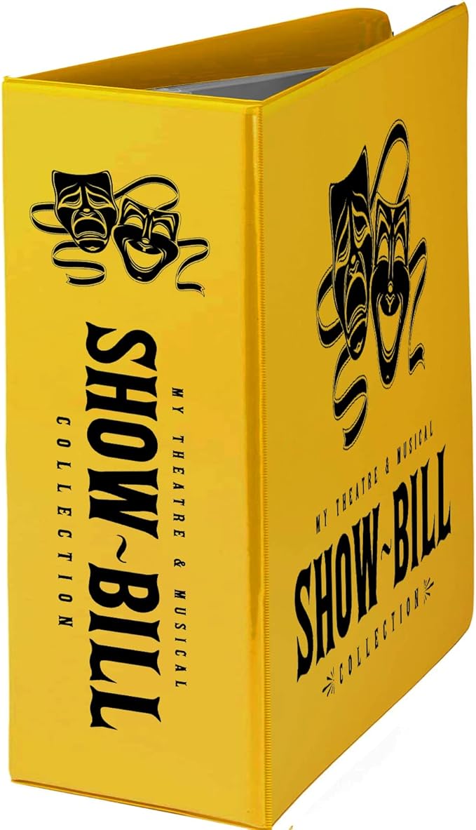 Showbill Binder with Display Sleeves, Holds 8.5” x 5.5” Broadway Programs, Includes 25 Clear Sheet Protectors, D-Ring Organizer for Theatre Memorabilia & Collectibles, Yellow