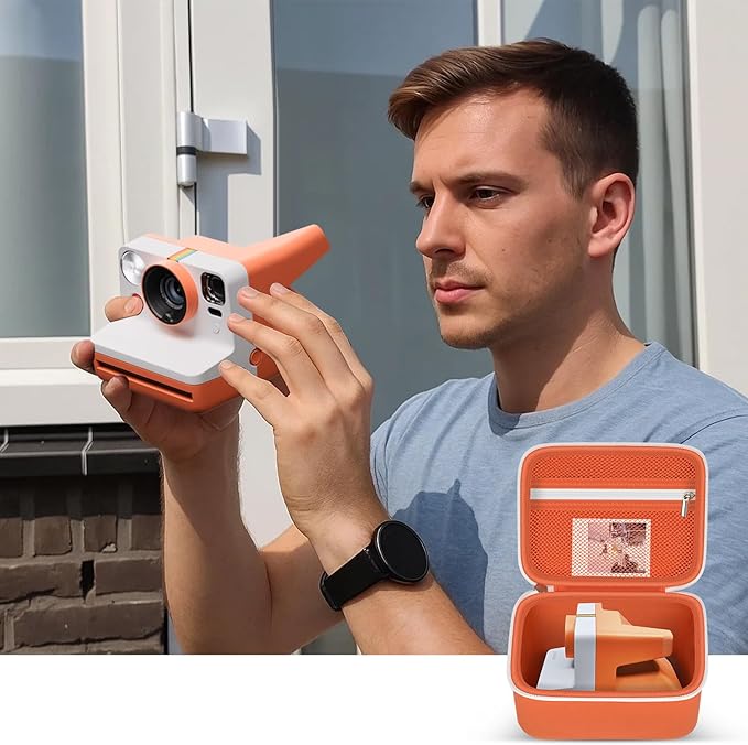 Portable Carrying Case Compatible with Polaroid Now 2nd/ for 3rd Generation I-Type Instant Camera/for Now/for Now+/ for OneStep 2 VF/for OneStep+ Instant Film with Mesh Pocket - Orange