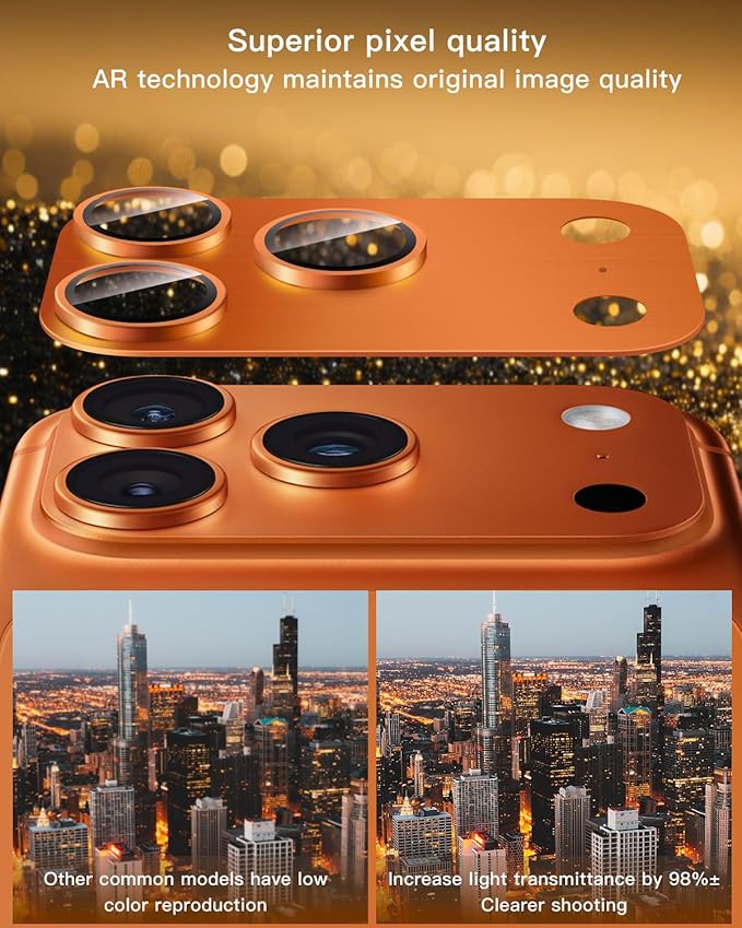 Camera Lens Protector for iPhone 17 Pro,Metal Frame Tempered Glass - Anti-Break,Strong Adsorption,Case-Friendly-Cosmic Orange