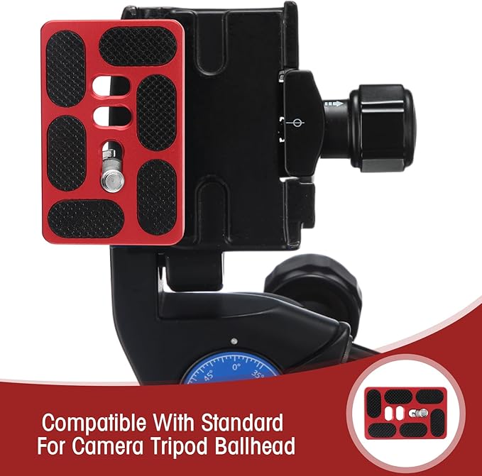 Frienda 2 Pieces Metal Quick Release Plate with 1/4''-20 Camera Screw Tripod Mount Plate Fits Standard for DSLR Camera Tripod Ball Head(Pu60,Red)