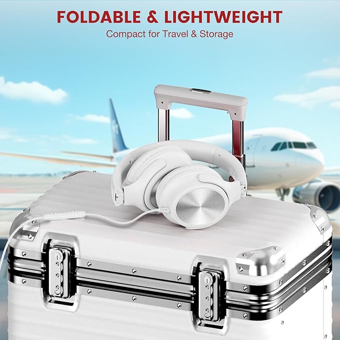 USB C Headphones Wired, Over Ear USB C Wired Headphones with Microphone, Volume Control, HD Stereo Sound, Foldable USB Type C Headphone for Adult/Teens/Laptop/Computer/iPhone 15/16/17, White