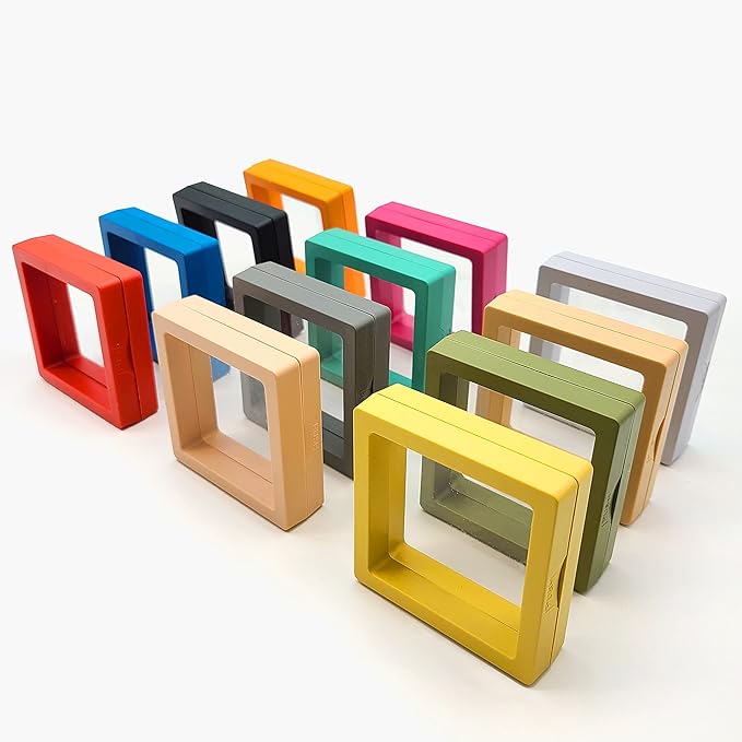 12PCS 3D Floating Frame Display Stand, Jewelry Box, Gift Box, Ornament Organizer, Small Travel Jewelry Box, PE Film Anti-Oxidation, Suspended Display Box Stackable (2.75*2.75，Type 5)