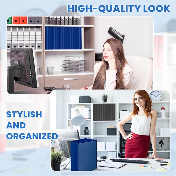 Henoyso 4 Pcs Legal Size Binders with View Cover, 3 Ring 1" Durable PP Plastic Blue Binders for 8.5" x 14" Paper Hold up to 175 Sheets for Documents, Office, Home, Work Places