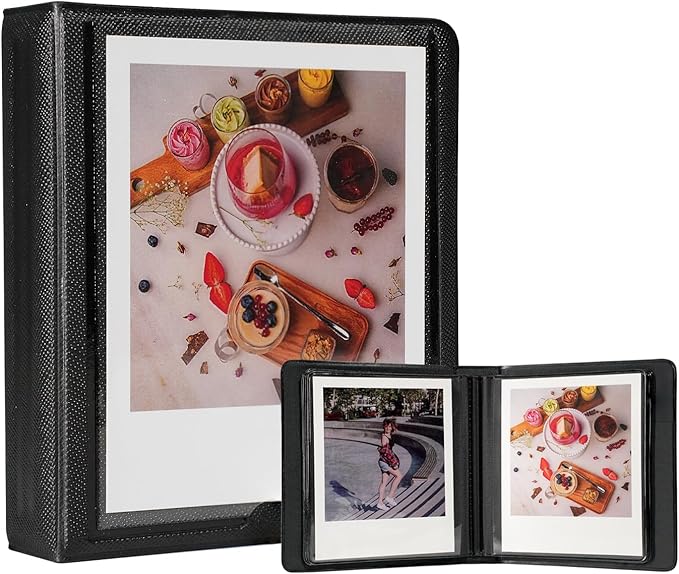 iFreak Polaroid Photo Album Book Fits For Fujifilm Instax Wide Square Picture Album, Holds Square Instant Square SQ1 SQ6 SQ10 SQ20 Camera Film Polaroid 600 i Type 3.5x4.25 inch Film (Black)