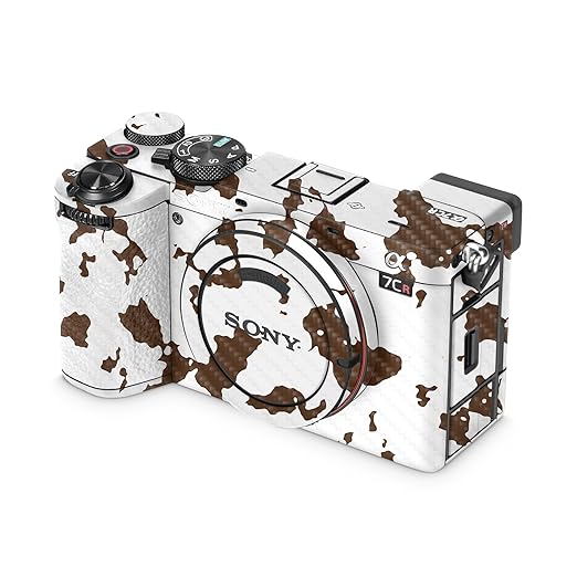 Carbon Fiber Camera Skin Compatible with Sony Alpha 7CR Camera (2023) - Brown Cow - Premium 3M Vinyl Protective Wrap Decal Cover - Easy to Apply | Crafted in The USA by MightySkins