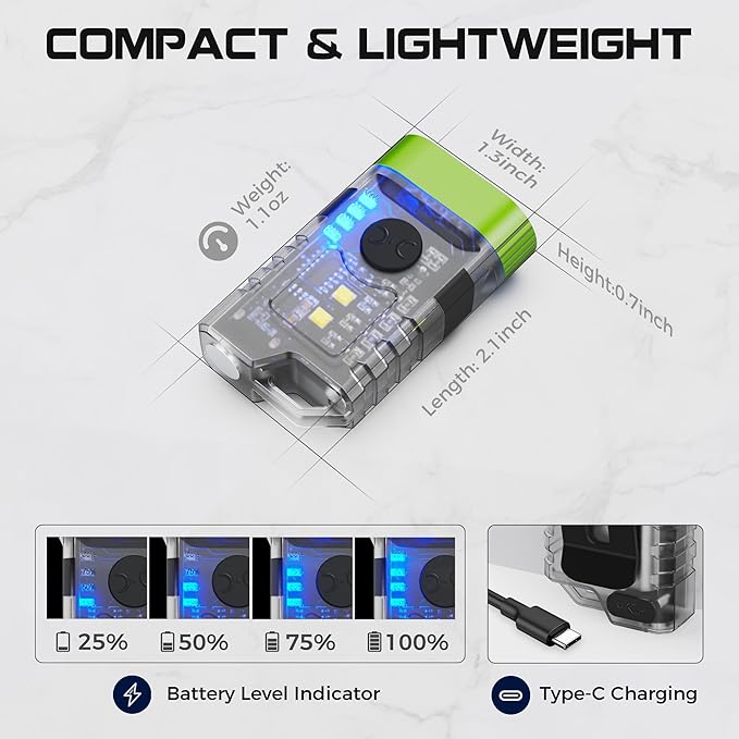 Rechargeable EDC Clip Flashlight, 10 Lighting Modes 2 Illumination Angles, USB C Charging Mini Flashlight Magnetic for Home, Christmas Gift, Walk, Emergency, Night Working, 4 Pack, Green