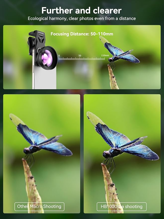 MIAO LAB 100 Ultra Macro Lens + 52mm CPL Filter & Star Filter - Macro Lens for iPhone, Android Phone | Professional Macro Photography of Flowers, Iinsects, Jewelry, Food Details and Small Objects