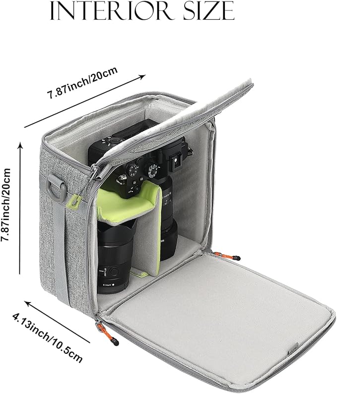 svatin Mini SLR Camera Insert Bag,Shockproof &Pressure-proof Dual Opening Camera Lens Cube Case Bag,Digital DSLR Mirrorless Cameras Accessories Storage Pouch Compatible for Canon,Sony,Fuji (XXS Gray)