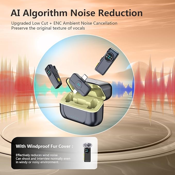MAYBESTA Wireless Lavalier Microphone for iPhone Android Phone - Bluetooth Lapel Mic for Video Recording with Charging Case - Mini Clip on Microphones for Podcast Vlogging TikTok Interview