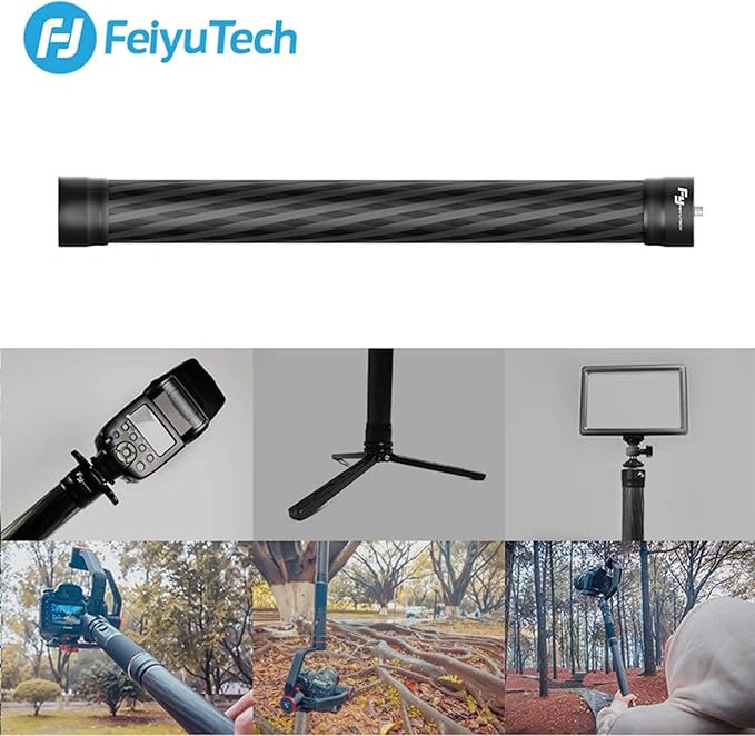 FeiyuTech Carbon Fiber Extension Bar 11 inches, Lightweight with 1/4" Hole/Screw for Smartphone/Camera Handhold Gimbal Stabilizer, Action Camera and Tripod.