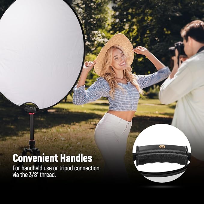 NEEWER 32"/80cm Light Reflector, 5 in 1 Foldable Multi Disc Photography Light Diffuser Translucent/Silver/Gold/White/Black with Clamp/Grips, 3/8" Thread/Cleaning Cloth for Outdoor Lighting, RF-80II