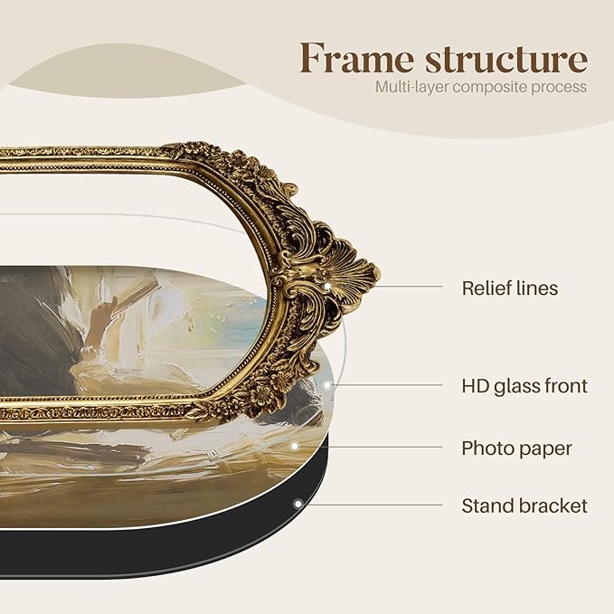 Cuspin 8x10 Picture Frame Vintage Gold Frames, Antique Gold Ornate Resin Photo Frame with Glass Front for Tabletop and Wall Mounting, 8 by 10 Arched Picture Frame for Home Decor