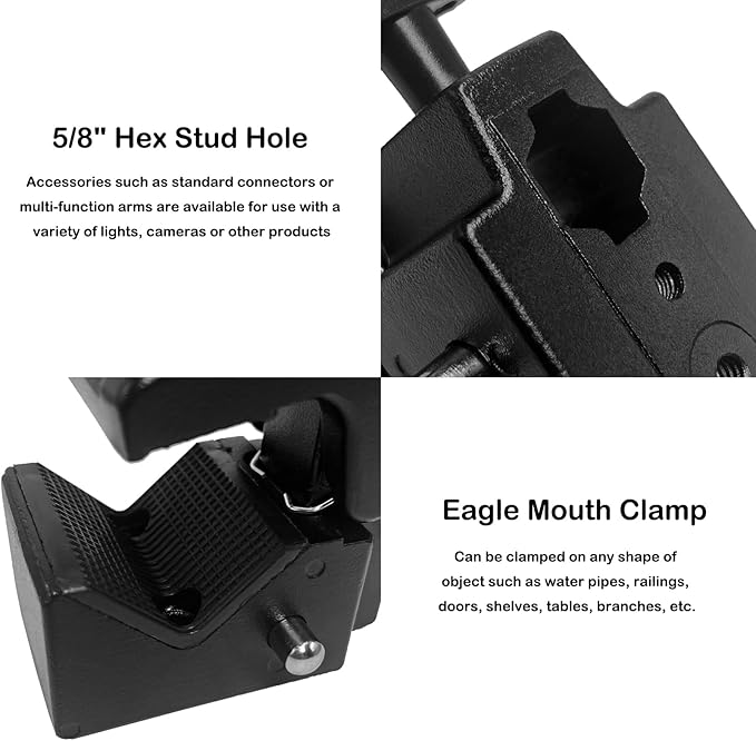 Super Clamp 6 Inch Extension Arm for Round Pipe Flat Surface,for Photography Studio Camera And Video Lighting Mounting,Multi-Function Studio Clip Mount (1 x Super Clamp & 1 x Extension Arm)