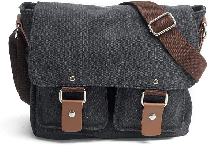 Waterproof Camera bag/Case, Vintage Canvase Leather Trim DSLR SLR Camera Shoulder Messenger Sling bag for for Nikon, Canon, Sony, Pentax, Olympus Panasonic, Samsung & Many More