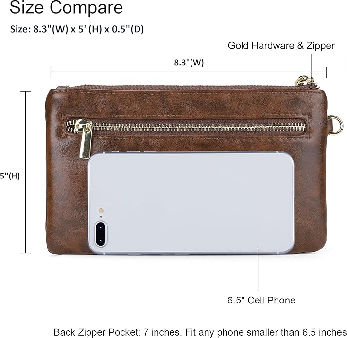 befen Genuine Leather Wristlet Clutch RFID Blocking Bag Cell Phone Wallet Purse Wristlet Wallet Purses and Handbags for Women
