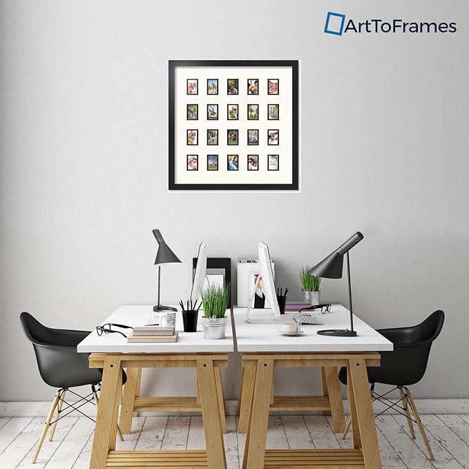 Art to Frames Double-Multimat-398-824/89-FRBW26079 Collage Photo Frame Double Mat with 20 - 2x3 Openings and Satin Black Frame