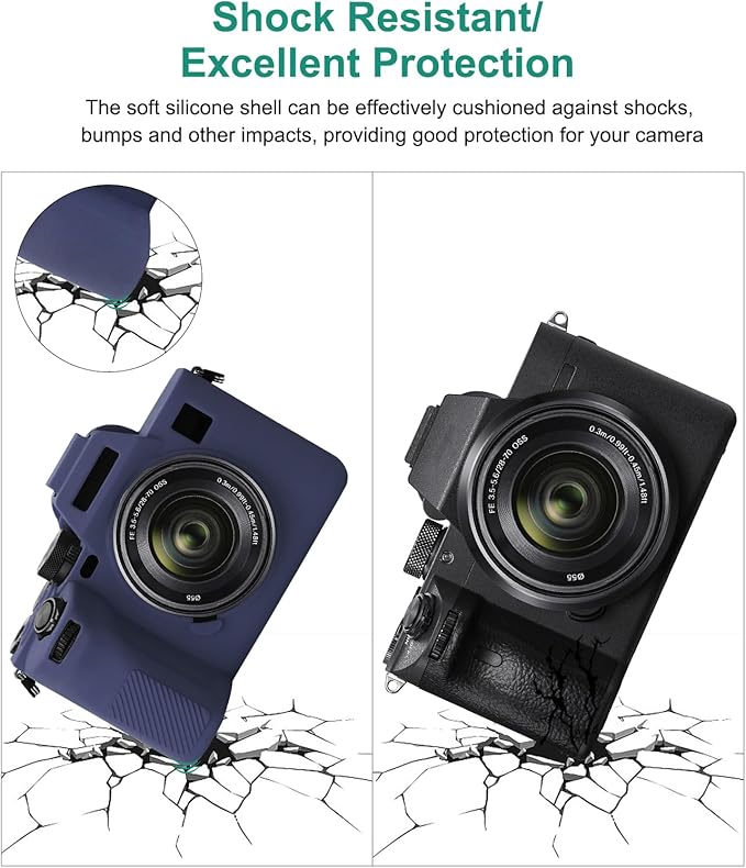 PULUZ Digital Camera Case for Sony A7 IV,Anti-Scratch Soft Silicone Protective Camera Case Camera Skin Case Cover (Blue)