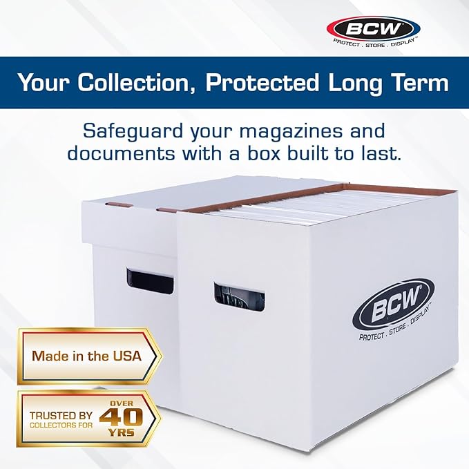 BCW Magazine/Document Storage Box 1-Pack | Durable Cardboard Filing Box