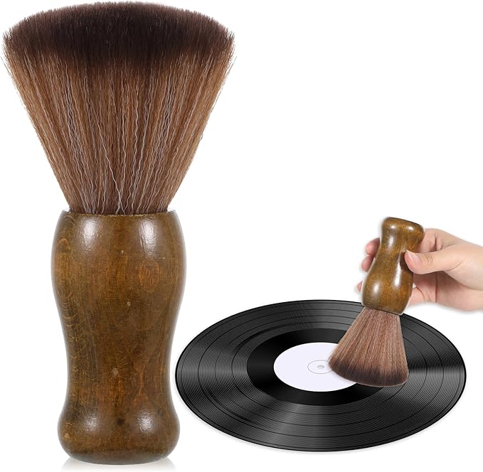 Vinyl Records Cleaning Brush, Anti Static Dust Brush Wooden for Record Player Care, Soft Bristles Albums Records Accessories for Vinyl Care (Brownish Green)