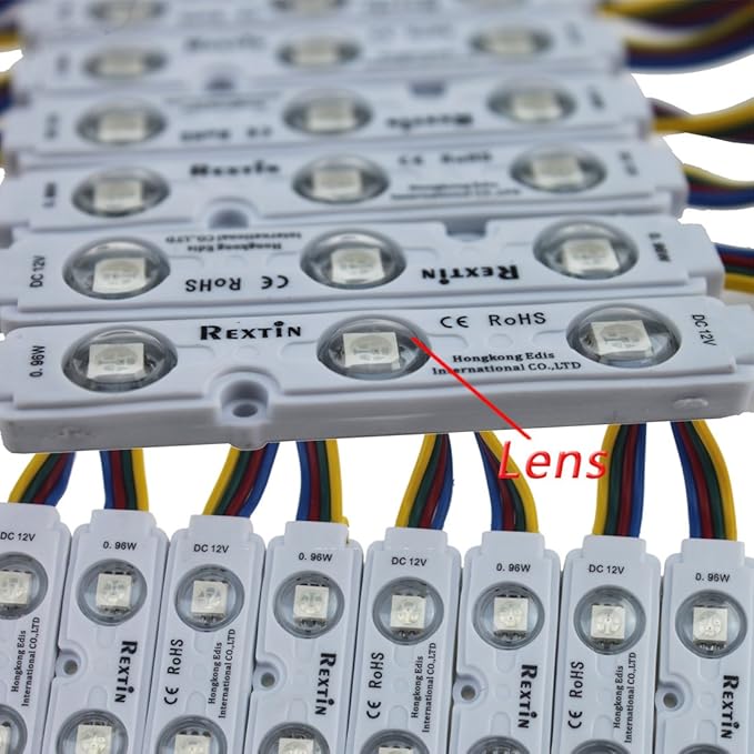 REXTiN 200pcs 12V 5050 SMD 3 LED Module RGB Color Changing Lights Lamp for Home Garden Xmas Wedding Party Decoration Letter Design (RGB Injection)