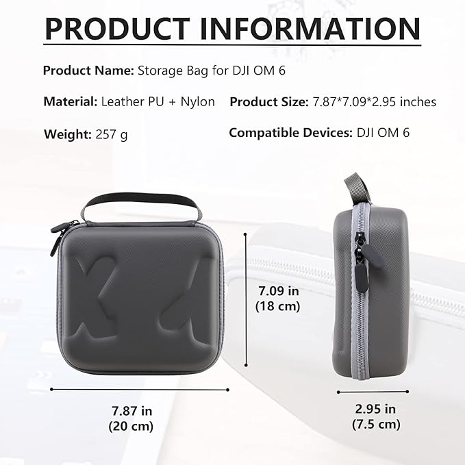 Travel Case for DJI OM 6 - Portable Storage Bag Hardshell Carrying Case Fits DJI Osmo Mobile 6 Smartphone Gimbal Stabilizer and Accessories(Grey)