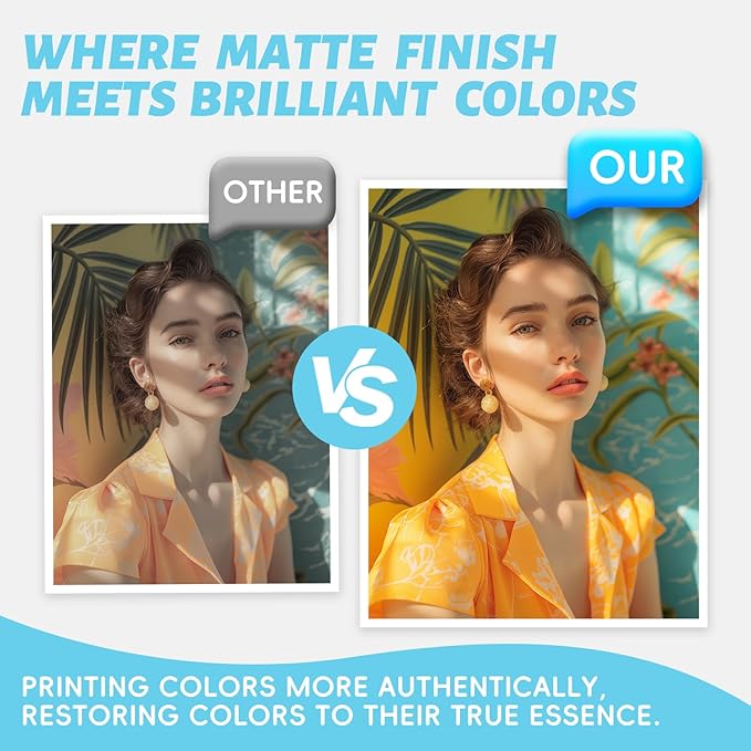 Uinkit 128 Sheets 160Gsm Professional Double Sided Matte Photo Paper - Letter Size 8.5x11, 44lb 8.5Mil,Instant Dry White Photographic Paper, Compatible with Inkjet And Laser Printers