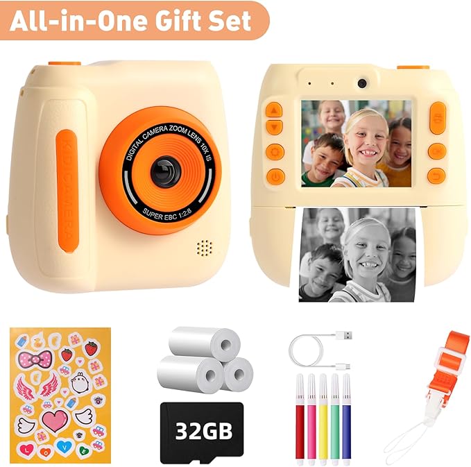 Kids Instant Print Camera,Toddlers Digital Camera Toys with Selfie Photo Thermal Printer, Child Christmas Holiday Birthday Gifts for Girls Boys Ages 3 4 5 6 7 8 9 10 11 12 Years Old