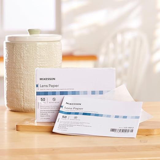 McKesson Lens Cleaning Paper for Glasses, Eyepieces, Optical Instruments - Thin Lens Paper for Microscopes, Cameras - 4 in x 6 in, 12 Count