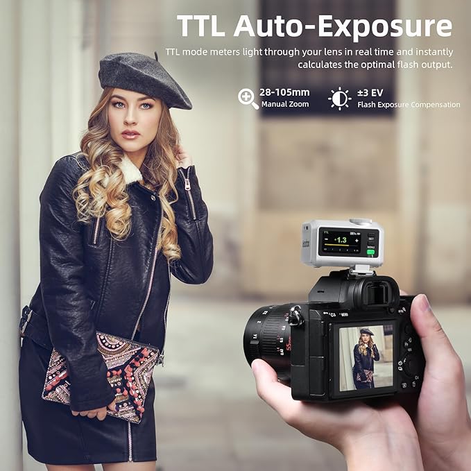 Godox iT30Pro-F Silver Pocket TTL Flash for Fujifilm Camera: 2.4G Wireless + Touchscreen (Equivalent to Built-in X3 Trigger), Li-ion Battery, HSS 1/8000s, 560 Flashes, Built-in Diffuser for Portrait
